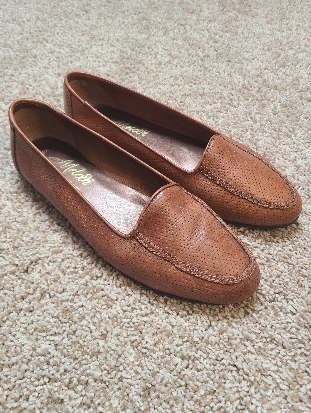 Genuine Leather Brown Loafers Made In Brazil Flats Vintage Melodi